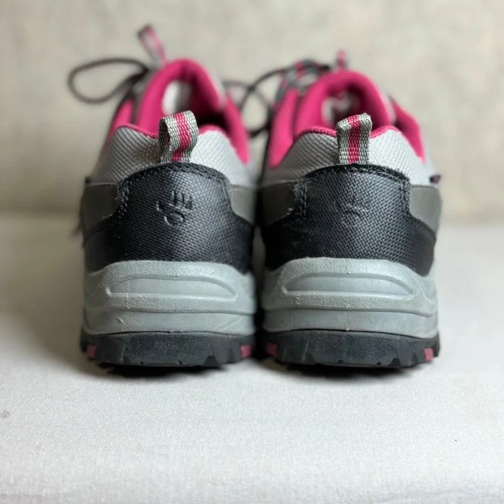Bearpaw Hiking Shoes Wmns 8.5 Grey Pink Suede Mesh Trail Sneakers Outdoor Sport